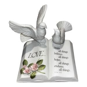 Roman Inc Touch of Rose Love Bible Doves Wedding 1 Corinthians 13:7 Vintage